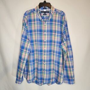 Tommy Hilfiger Cotton/Linen XXL Men's Multicolor Plaid Buttondown Shirt